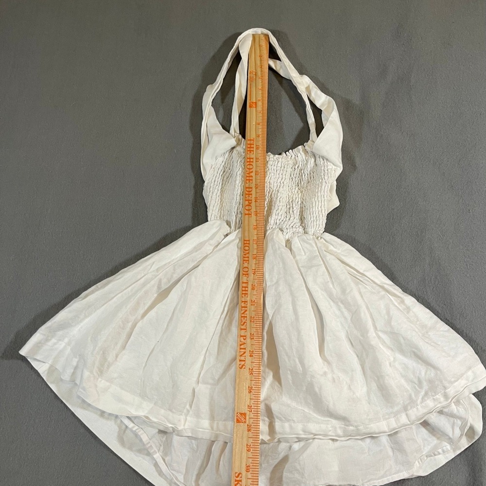 Peppermayo White European Towns Linen‎ Mini Dress Size 2 Open Back Tie Halter - Picture 7 of 8